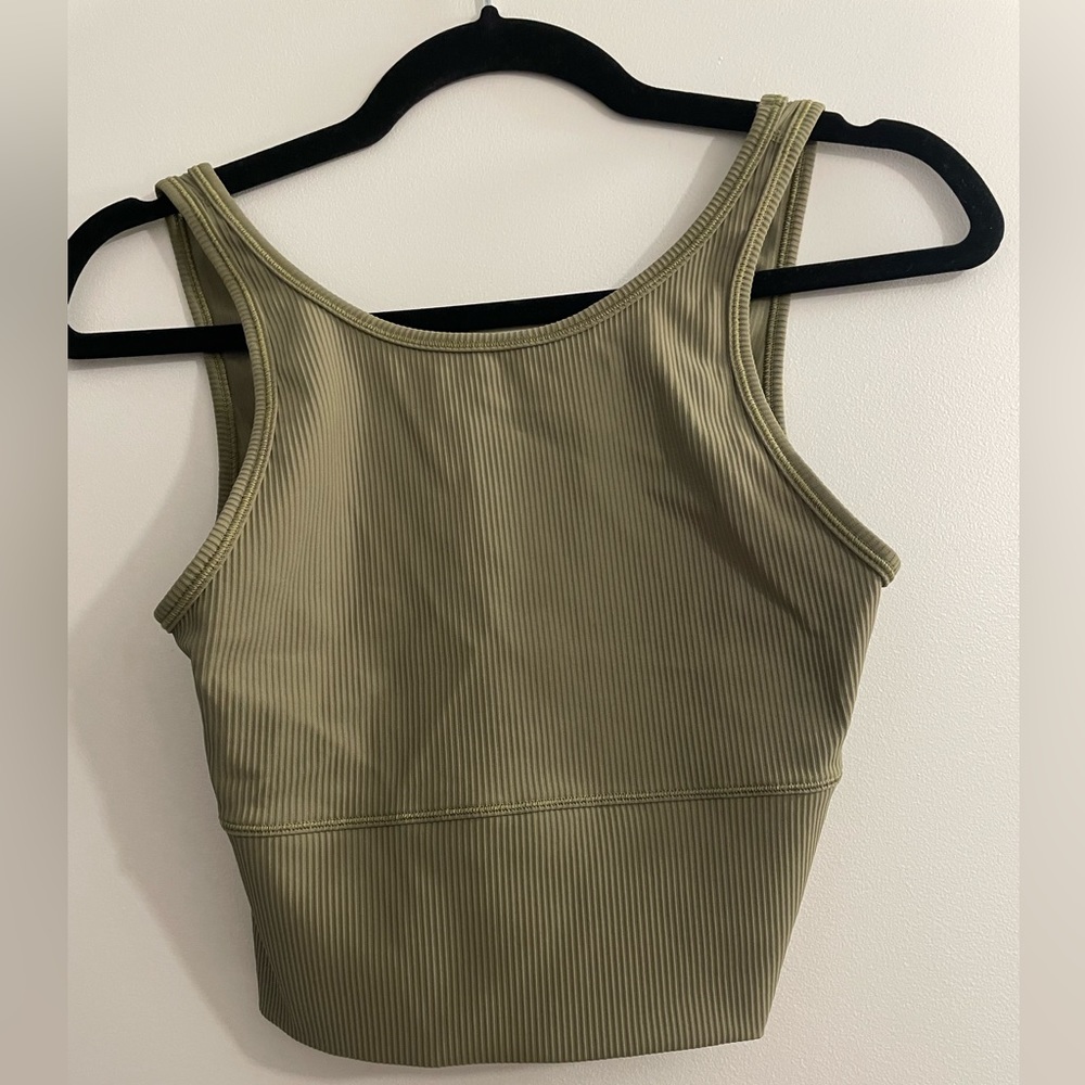 Lululemon Olive Green Ribbed Power Pívot Tank